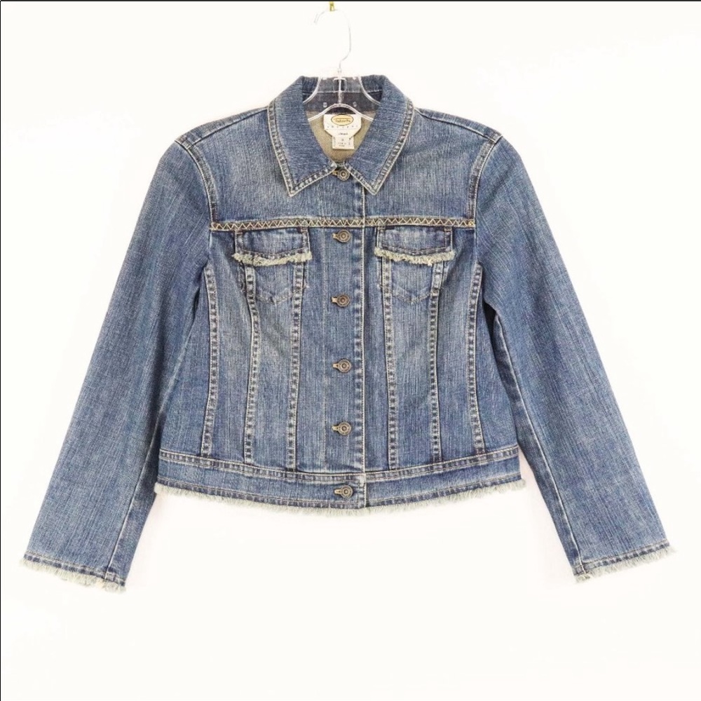 Talbots Raw Edge Jean Jacket - Size 6 - Picture 2 of 4